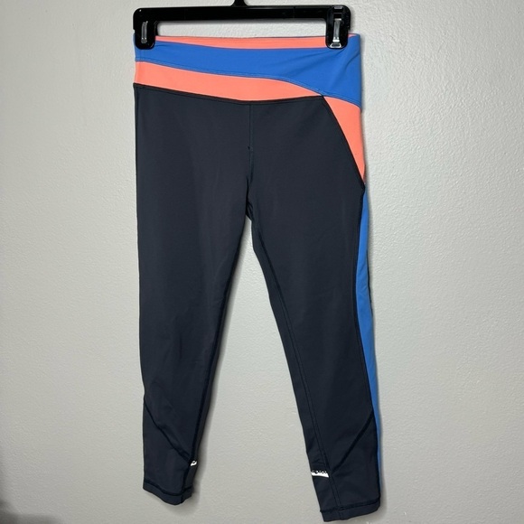 Ivivva by Lululemon Girls Leggings 12 Gray Blue Orange Colorblock Dance Gym - Picture 1 of 8